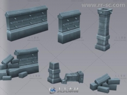 地牢墙壁地下城环境3D模型Unity游戏素材资源