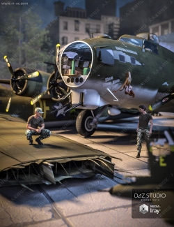 军用战斗机飞行细节损毁3D模型