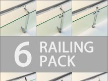 6个高精度护栏模型Turbosquid – Railing Pack