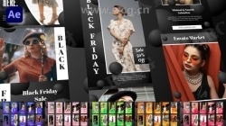 黑色星期五主题女性杂志封面展示动画AE模板