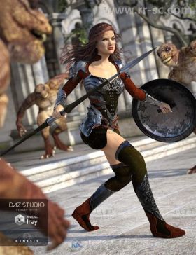 幻想潇洒强大的女性战士角色和服装3D模型合辑