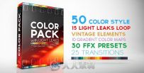 50组超级调色与氛围光预设AE模板 Videohive Color Pack with Light Leaks 12251466