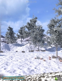 冬季寒冷室外场景雪景3D模型合集