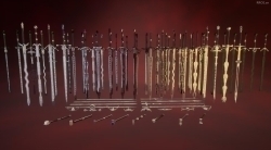 48组双手剑古代武器冷兵器模型UE游戏素材