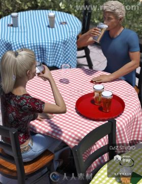 啤酒饮料道具家具和男性女性标准饮酒姿势3D模型合辑