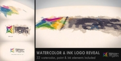 彩色墨迹显现艺术特效Logo演绎动画AE模板