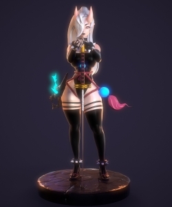 恶魔女剑士游戏角色雕塑3D打印模型