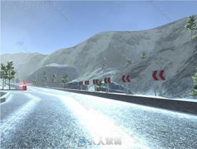 冬季山路赛道和车道环境3D模型Unity素材资源