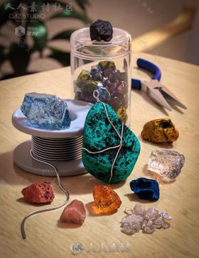 超精细的美丽的宝石和矿物类岩石3D模型合辑