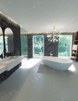 现代欧式风格奢华别墅内浴室3D模型合集