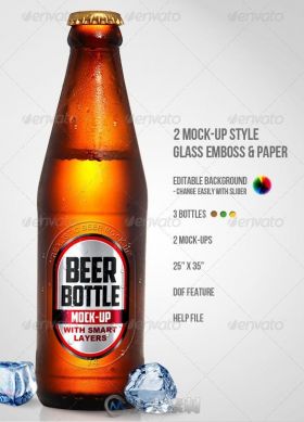 啤酒玻璃瓶展示PSD模板第四版Beer_Bottle_Mock-Up_V4