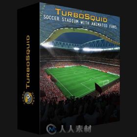 动画形式坐满观众足球场3Dmax模型TurboSquid - Soccer Stadium with animated fans