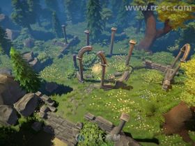 自上而下简单的幻想风格的森林环境3D模型Unity游戏素材资源