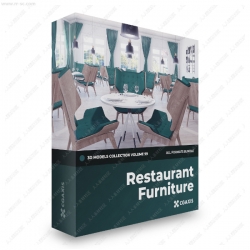 32组餐厅饭店座椅和餐桌等家具3D模型合集 CGAxis第99期