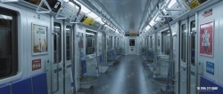 超精致地铁内部细节完整渲染场景3D模型