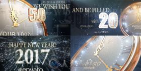 金色史诗新年倒计时幻灯动画AE模板 Videohive 2017 New Year Countdown 18957834