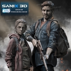乔尔与艾莉《最后生还者》游戏角色雕塑3D打印模型