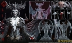 莉莉丝大翅膀站姿《暗黑破坏神4》游戏角色雕塑3D打印模型