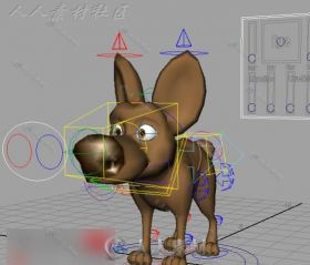 可爱卡通狗3D模型带绑定