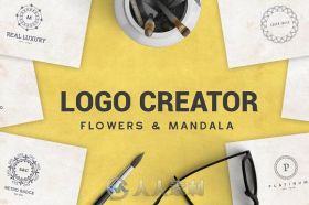 花型LOGO展示AI模板Logo Creator Flowers & Mandala