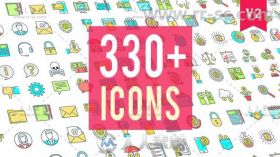 330款彩色动画图标展示幻灯片元素包AE模板Videohive Icons Pack 330 Animated Ico...
