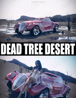 逼真枯树沙漠场景车模和豪车3D模型合集