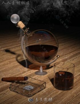 超精细现代威士忌和烟3D模型合辑