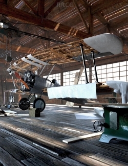 直升飞机工厂修复仓库场景环境3D模型合集