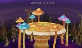 超精致Q版蘑菇小场景3D模型