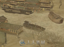 中国古典清明上河图中国风动画高清LED大屏幕背景视频素材