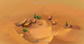 超逼真的沙漠地面场景3D模型