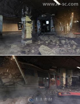 破旧毁灭的地铁场景环境3D模型合辑
