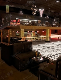 高端奢华夜总会酒吧室内场景3D模型合集