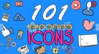 手绘卡通图标动画AE模板 POND5 101 Hand Drawn Icons