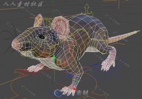 C4D超实用小老鼠模型 带动画、带骨骼、带材质