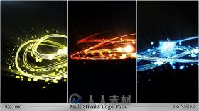 优雅美丽的粒子光线飞舞标志显示Logo演绎AE模板Videohive MultiStreaks Logo Pack...