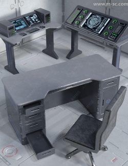 高科技科幻办公桌椅3D模型