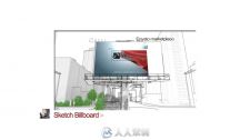 3D 简笔画描绘城市LED屏企业服务产品宣传AE模板 Sketch Billboard
