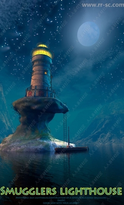 梦幻神秘灯塔建筑景观渲染场景3D模型