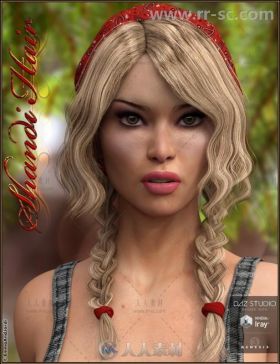 女性美丽可爱的双辫子发型头巾和领带3D模型合辑