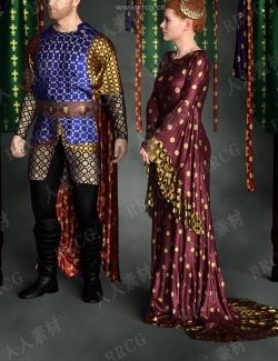 皇室豪华高贵历史元素图案纹理定制服装服饰3D模型合集