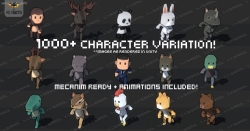 多组立体可爱棱角化小动物3D模型Unity游戏素材资源