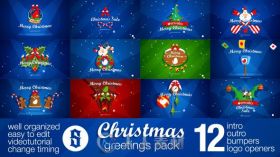 创意圣诞节标志展示视频AE模板 Videohive Christmas Pack Intro Outro Logo Ope...