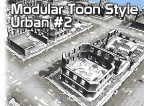 模块化风格城市环境3D模型Unity游戏素材资源