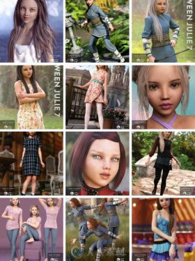 DAZ3D超精细年轻女孩3D模型合辑 DAZ3D TWEEN JULIE 7 PRO BUNDLE
