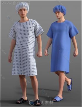 简单干净的男性护士长袍3D模型合辑
