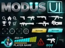 现代科幻多人FPS动作游戏UI界面Unity游戏素材