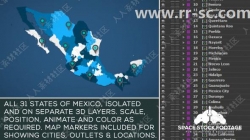 墨西哥地图拼凑动态特效创意设计AE模板