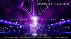 美丽炫彩霓虹灯方块世界预告片展示视频包装AE模板 Videohive Neon Fashion World ...