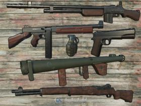 世界大战武器包枪武器道具3D模型Unity游戏素材资源